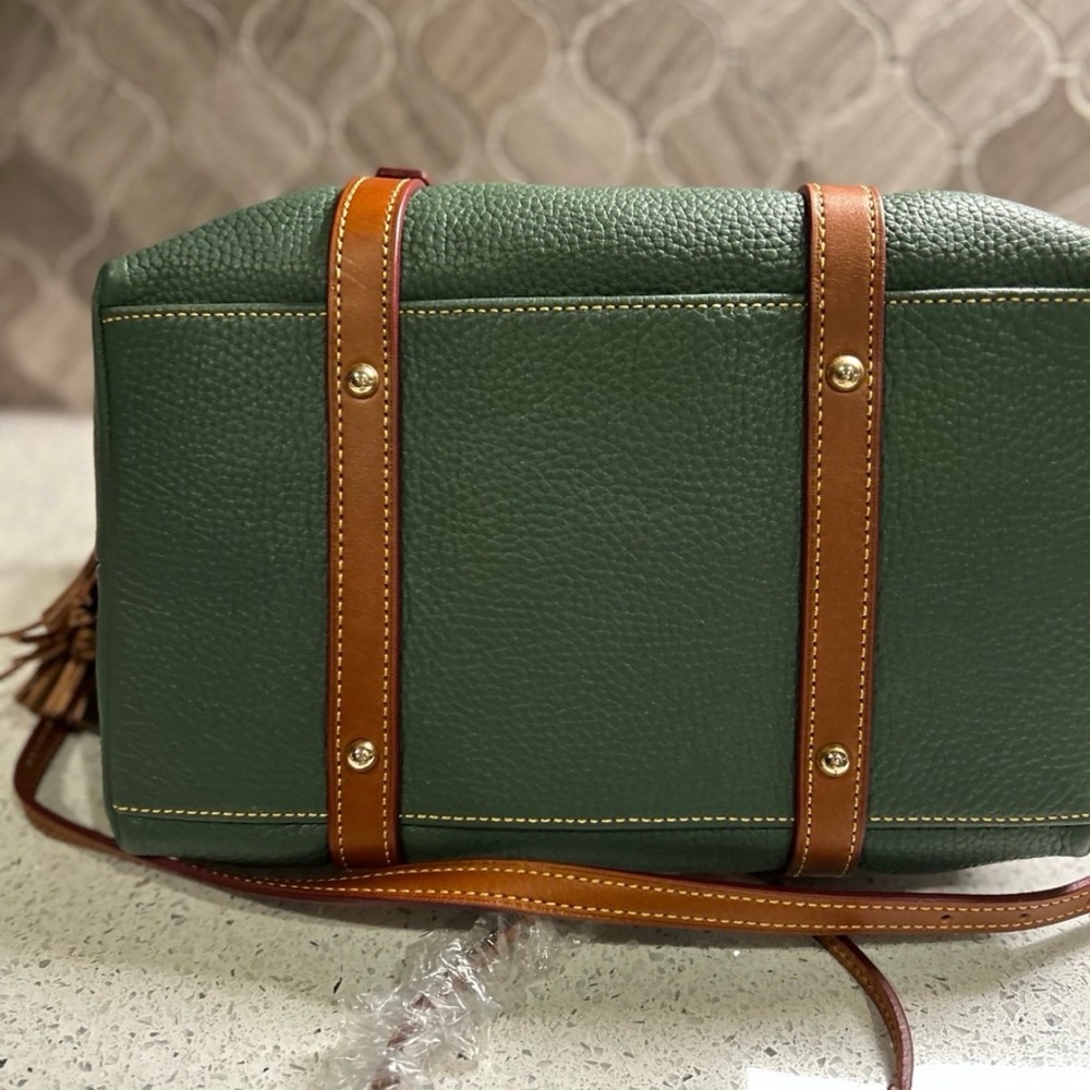 Dooney & Bourke Green and Tan Satchel - Picture 3 of 5